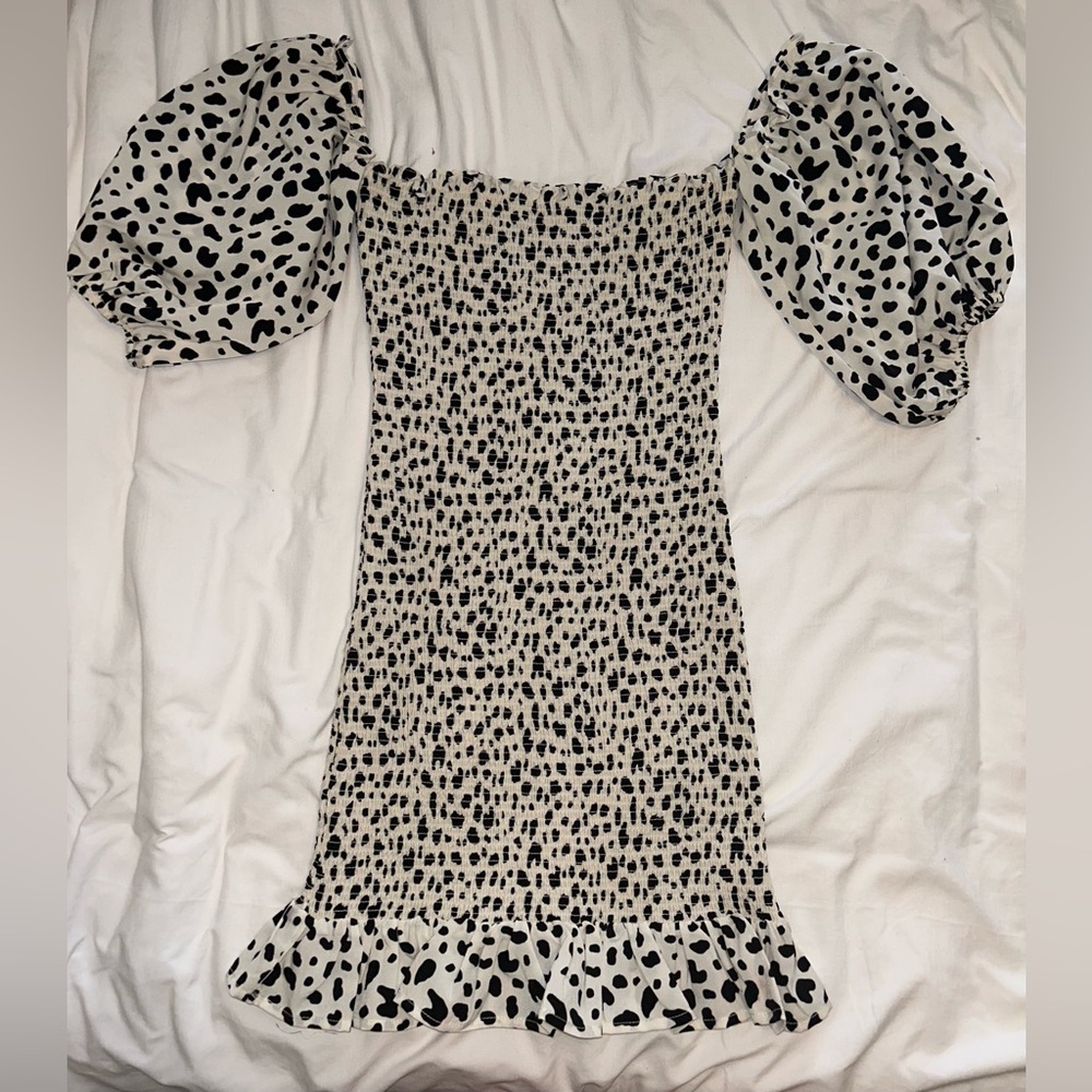 White polka dot mini dress